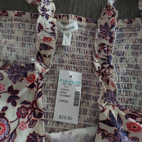 Maurices Mixed Print Button Front V Neck Tank Top Large - Picture 5 of 8